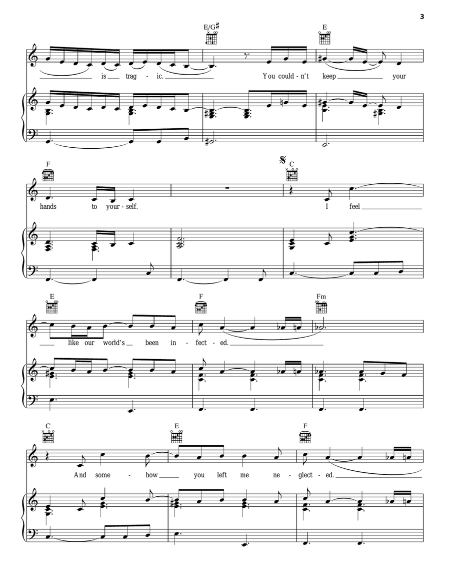 You Lost Me Piano, Vocal, Guitar scores gallery preview page 3