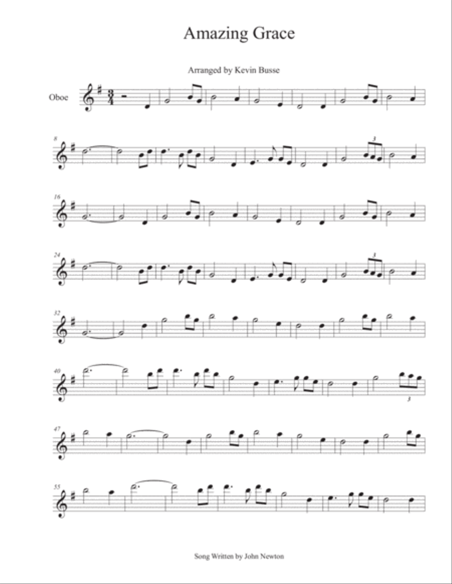 Amazing Grace - Oboe Amazing Grace - Oboe Oboe Solo scores gallery preview page 1