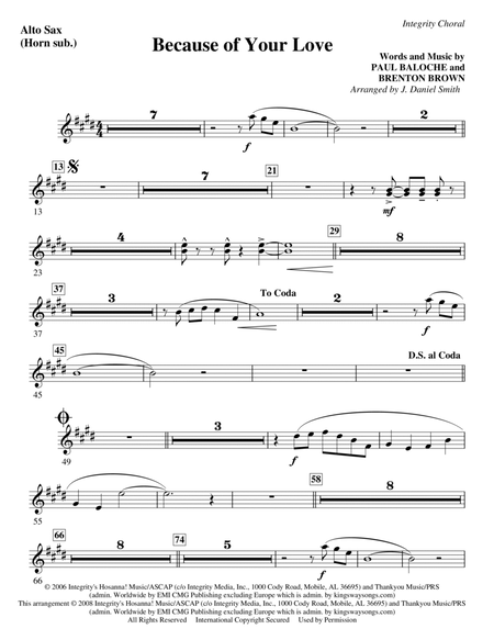 Because Of Your Love - Alto Sax 1 & 2 (Sub. Horn)