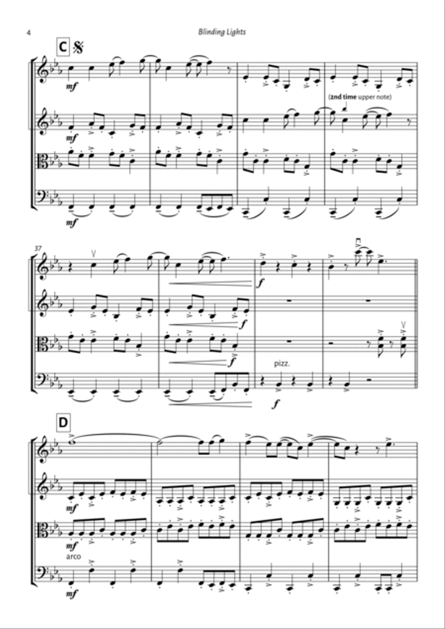 Blinding Lights String Quartet scores gallery preview page 4