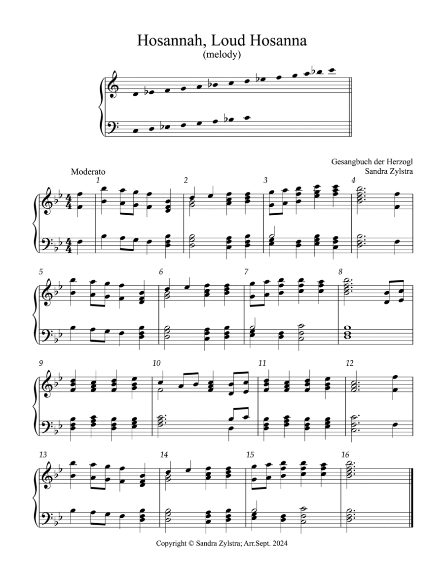 Hosannah, Loud Hosanna (I Sing the Mighty Power of God) (ELLACOMBE) (3 octave handbells) 3-Octaves scores gallery preview page 1