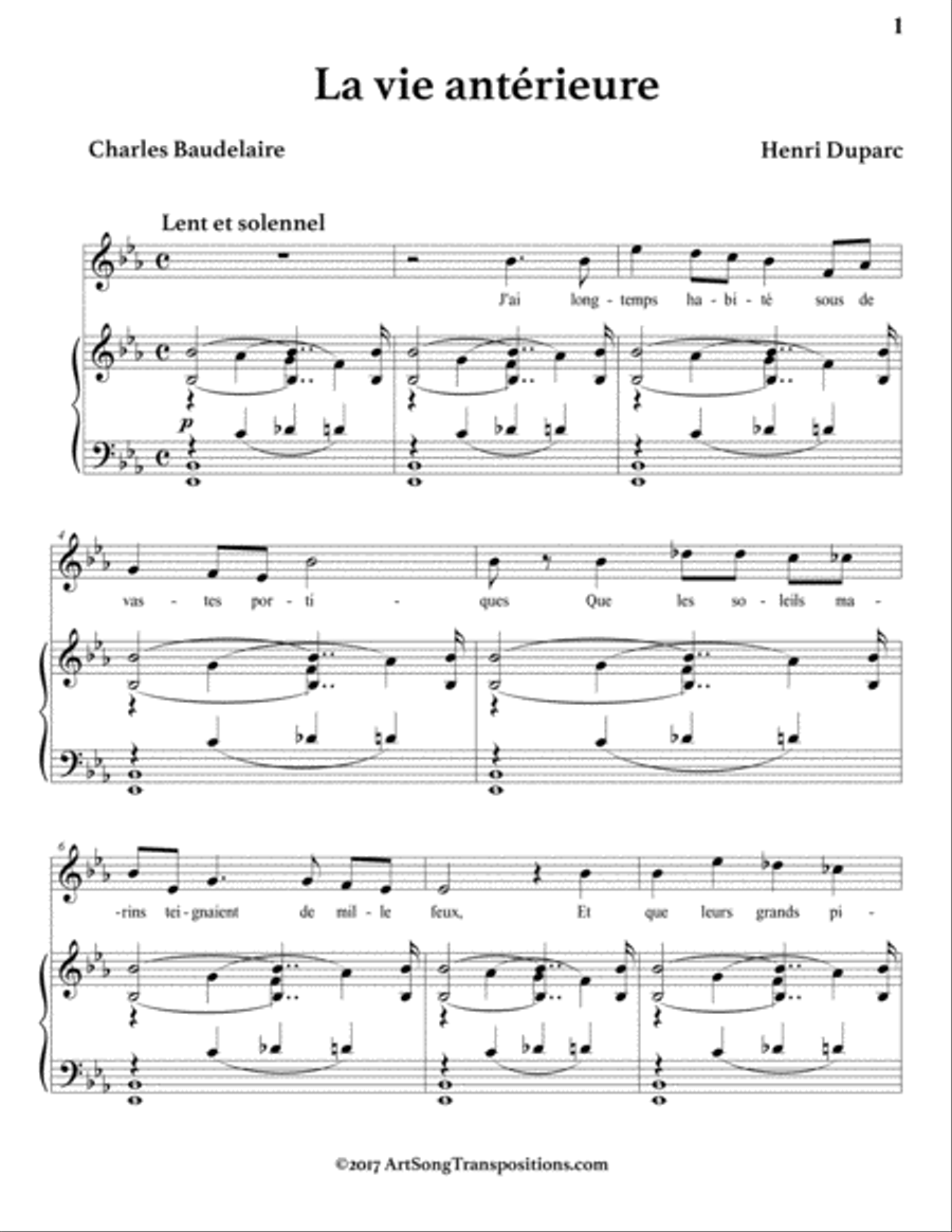 DUPARC: La vie antérieure (transposed to E-flat major)