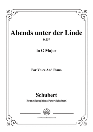 Book cover for Schubert-Abends unter der Linde,D.237,in G Major,for Voice&Piano