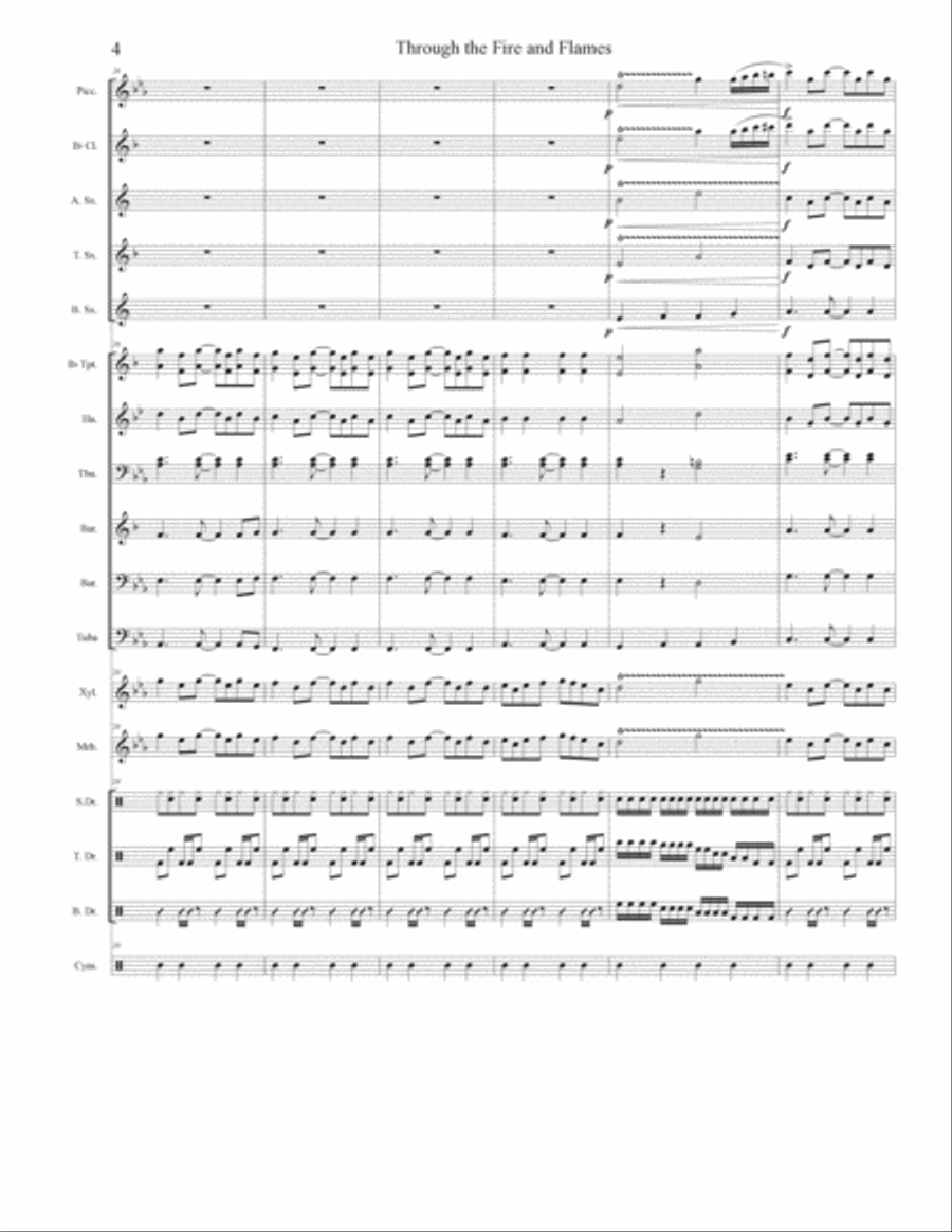 Through The Fire And Flames Marching Band scores gallery preview page 4