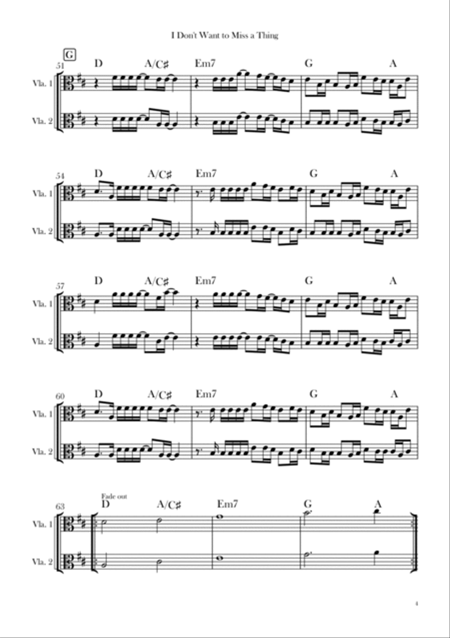 I Don't Want To Miss A Thing String Duet scores gallery preview page 4