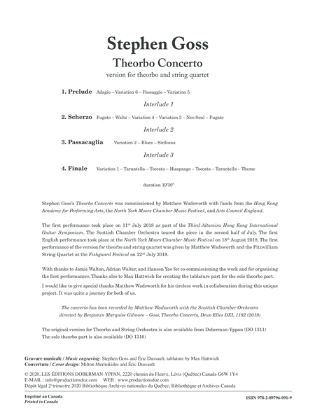 Theorbo Concerto (for theorbo and strings quartet)