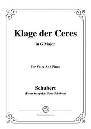 Schubert-Klage der Ceres,in G Major,for Voice&Piano