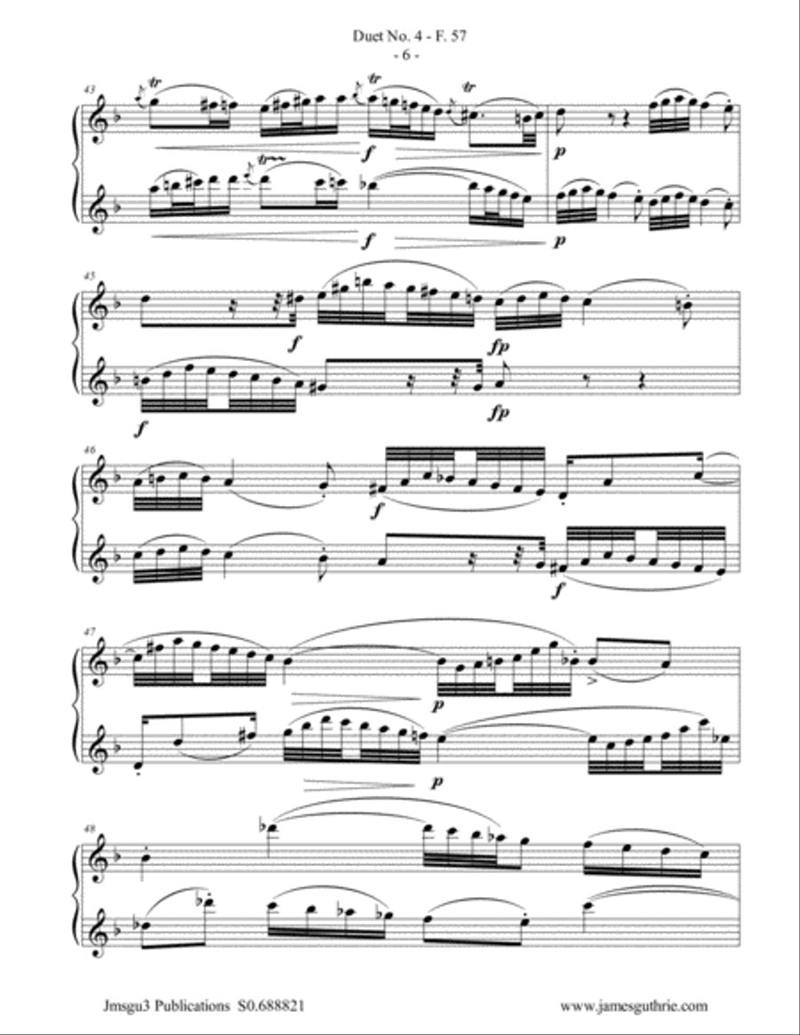 WF Bach: Duet No. 4 for Bass Flute Duo Flute Duet scores gallery preview page 6