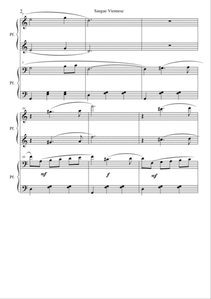 Sangue Viennese - Wiener Blut Easy Piano scores gallery preview page 2