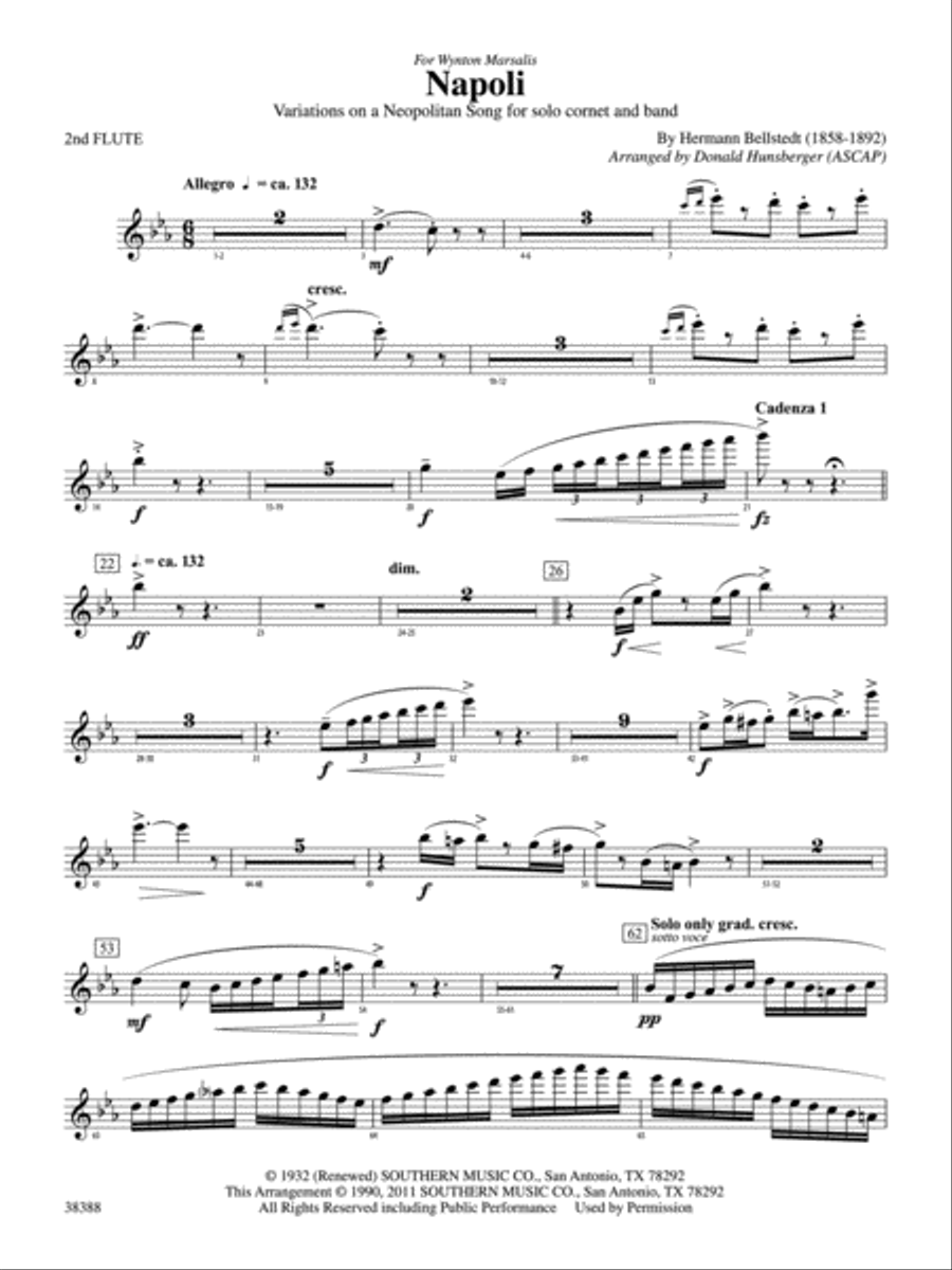 Napoli: 2nd Flute Concert Band scores gallery preview page 1
