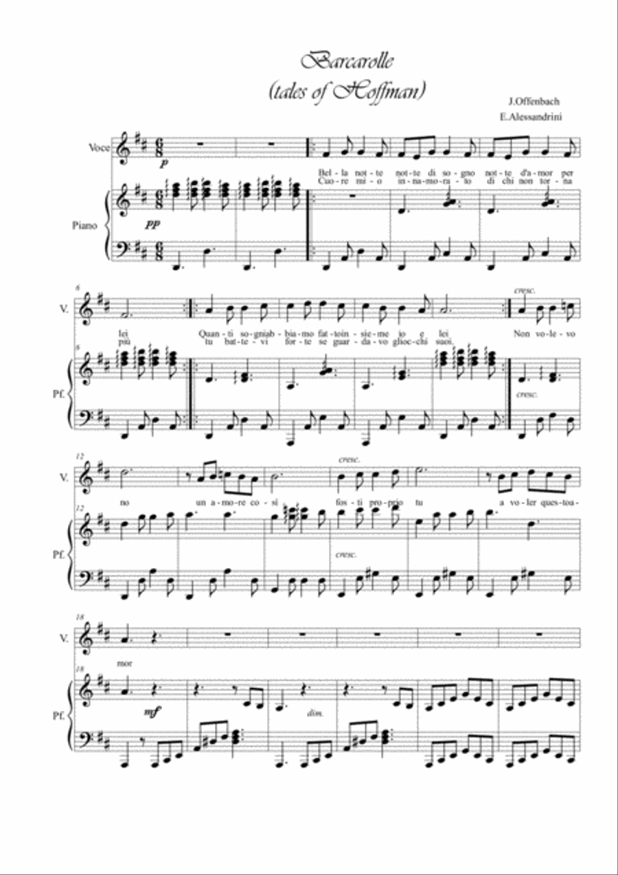 Barcarolle. Voce e piano Voice scores gallery preview page 2