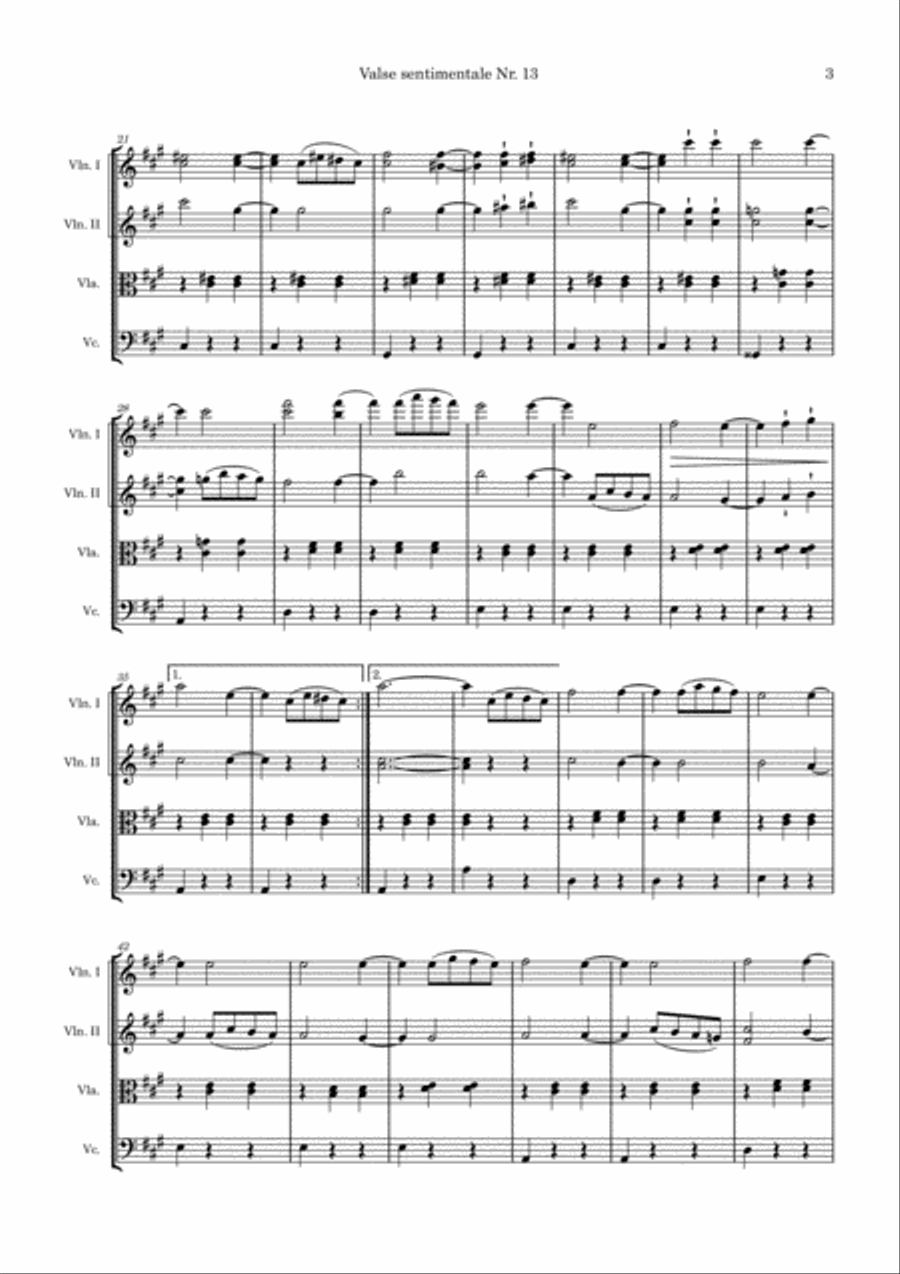 Valse sentimental Nr. 13 Valse sentimental Nr. 13 String Quartet scores gallery preview page 3