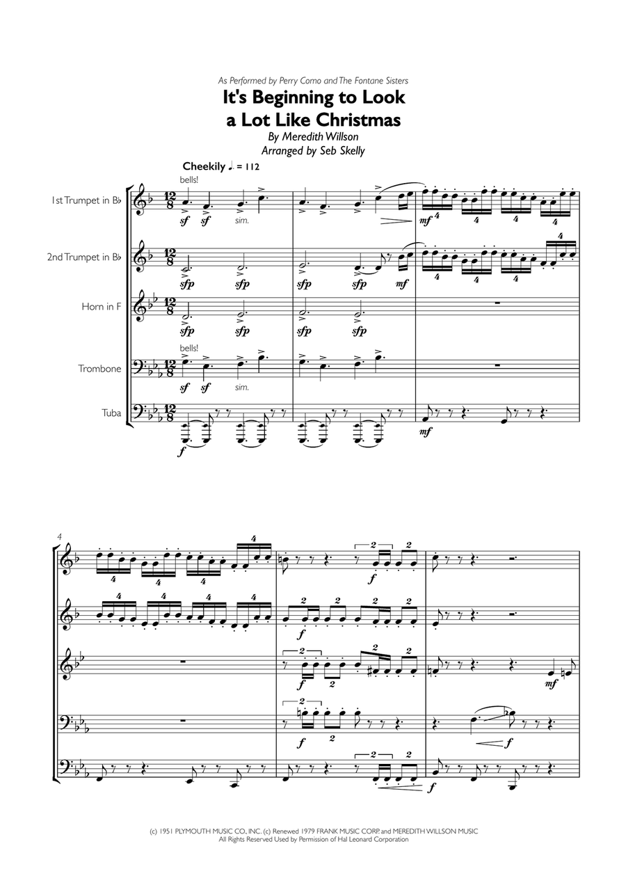 It's Beginning To Look Like Christmas Brass Ensemble scores gallery preview page 1
