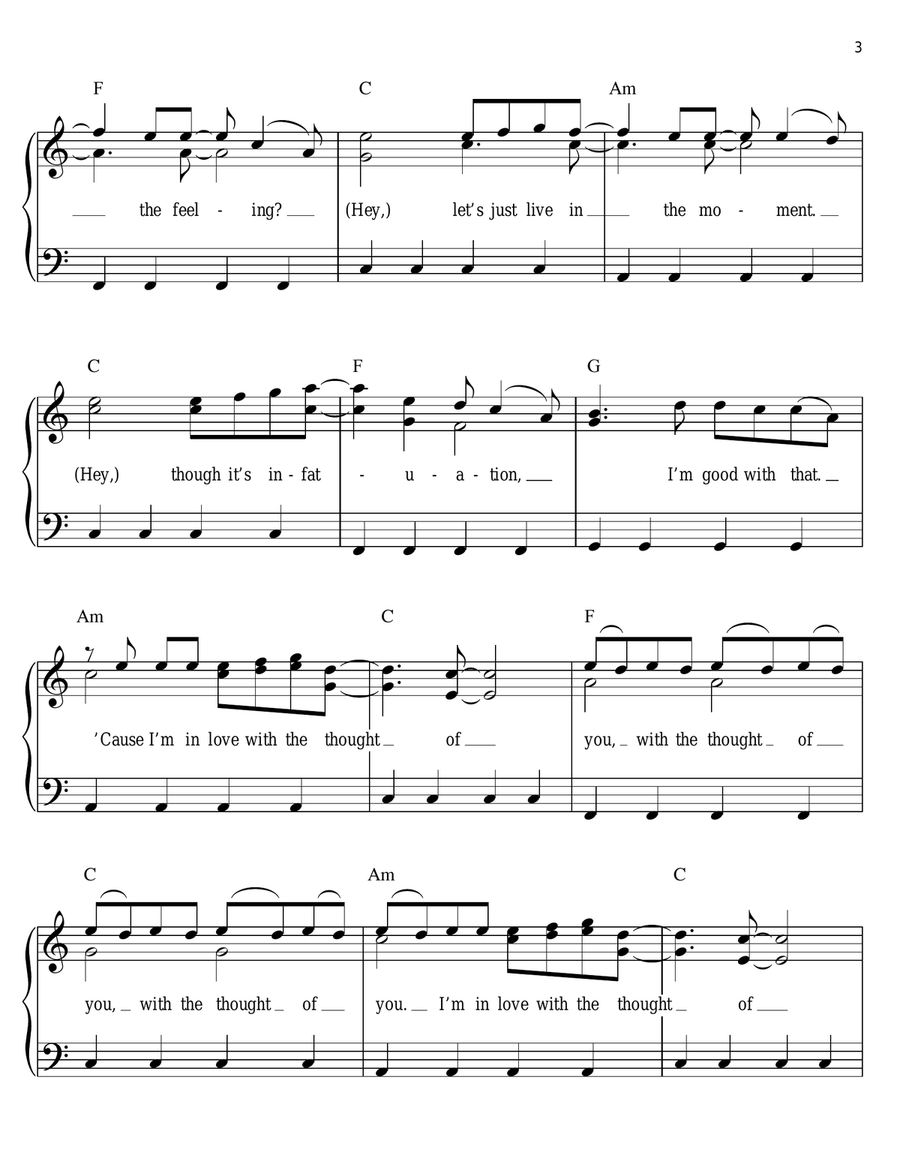Thought Of You Easy Piano scores gallery preview page 3