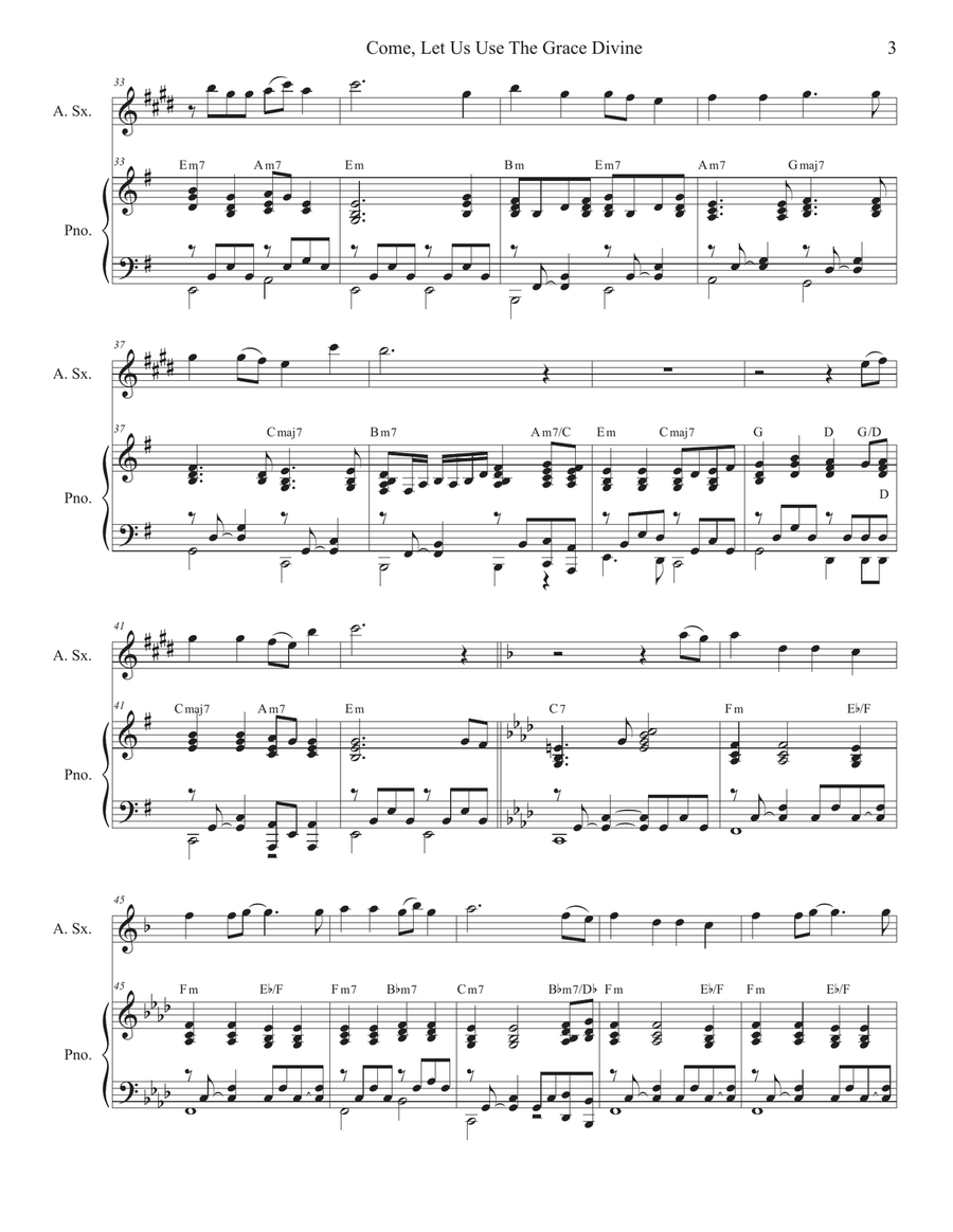 Come, Let Us Use The Grace Divine (Alto Saxophone and Piano) Alto Saxophone scores gallery preview page 4