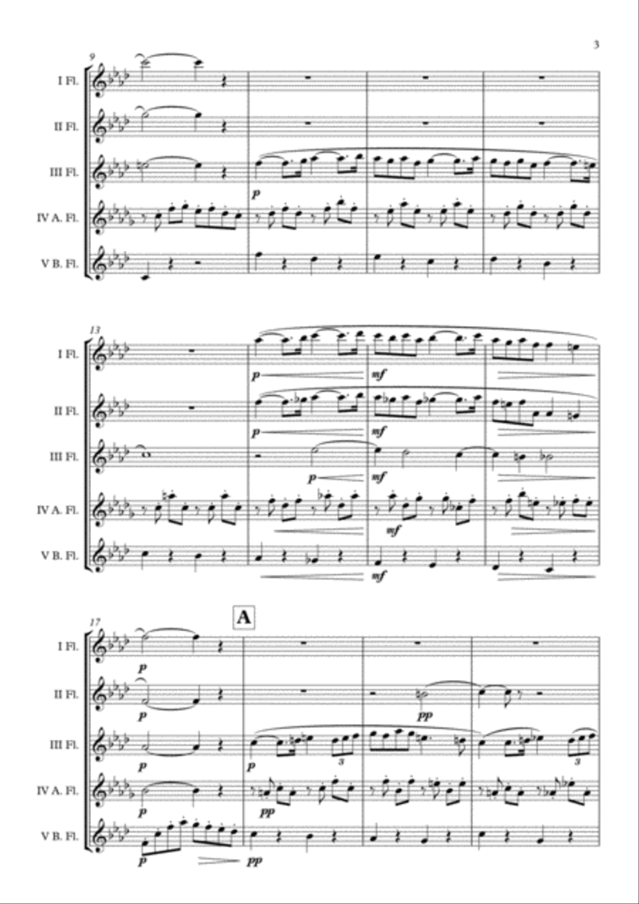 Pavane op.50 (Flute Choir) arr. Adrian Wagner Flute Choir scores gallery preview page 3