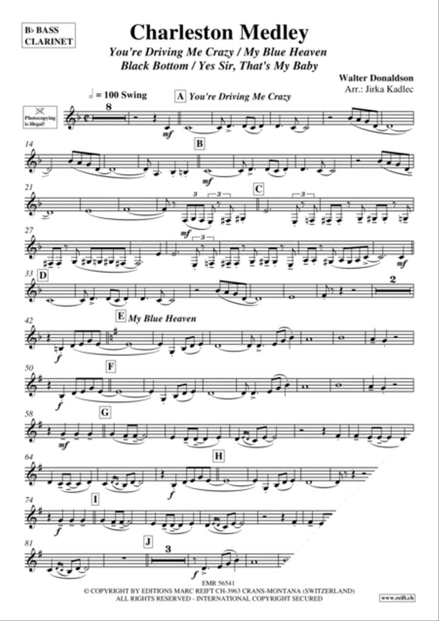 Charleston Medley Bass Clarinet scores gallery preview page 3