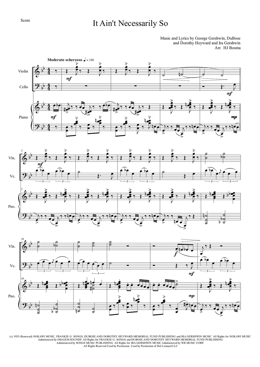 It Ain't Necessarily So from PORGY AND BESS Piano Trio scores gallery preview page 1