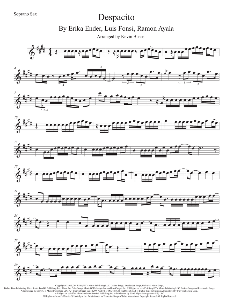 Despacito Despacito Soprano Saxophone scores gallery preview page 1