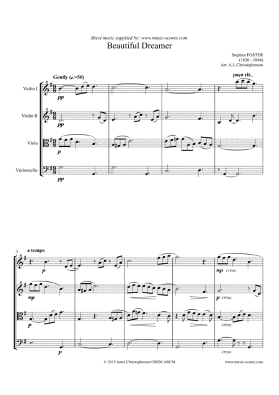 Beautiful Dreamer - String Quartet String Quartet scores gallery preview page 1