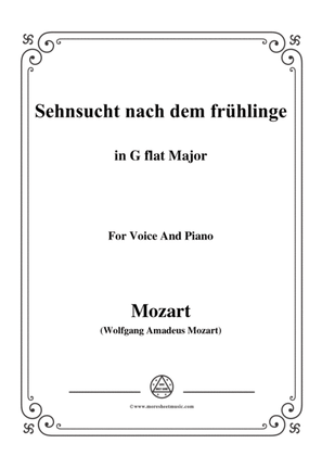 Mozart-Sehnsucht nach dem frühlinge,in G flat Major,for Voice and Piano
