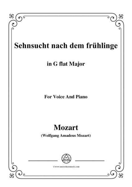 Mozart-Sehnsucht nach dem frühlinge,in G flat Major,for Voice and Piano image number null