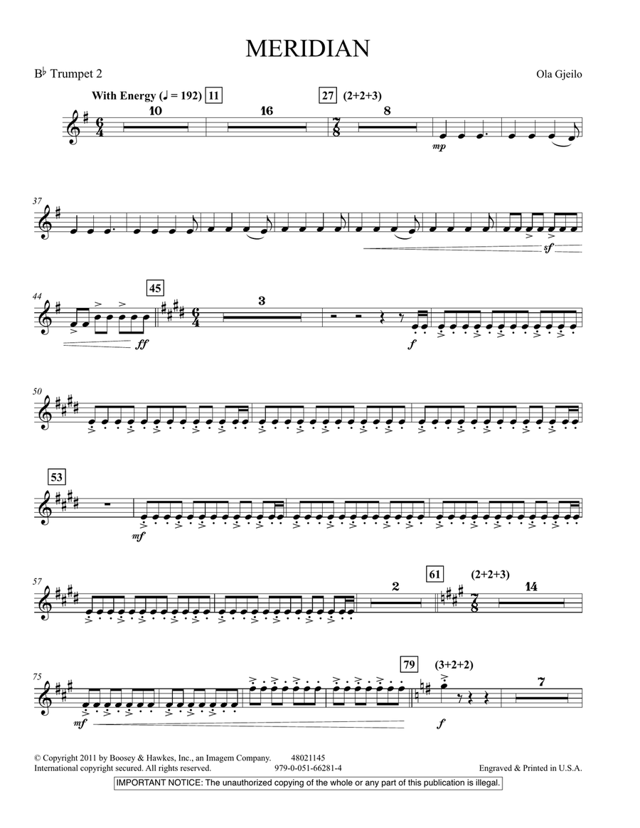 Meridian - Bb Trumpet 2 Meridian - Bb Trumpet 2 Concert Band scores gallery preview page 1