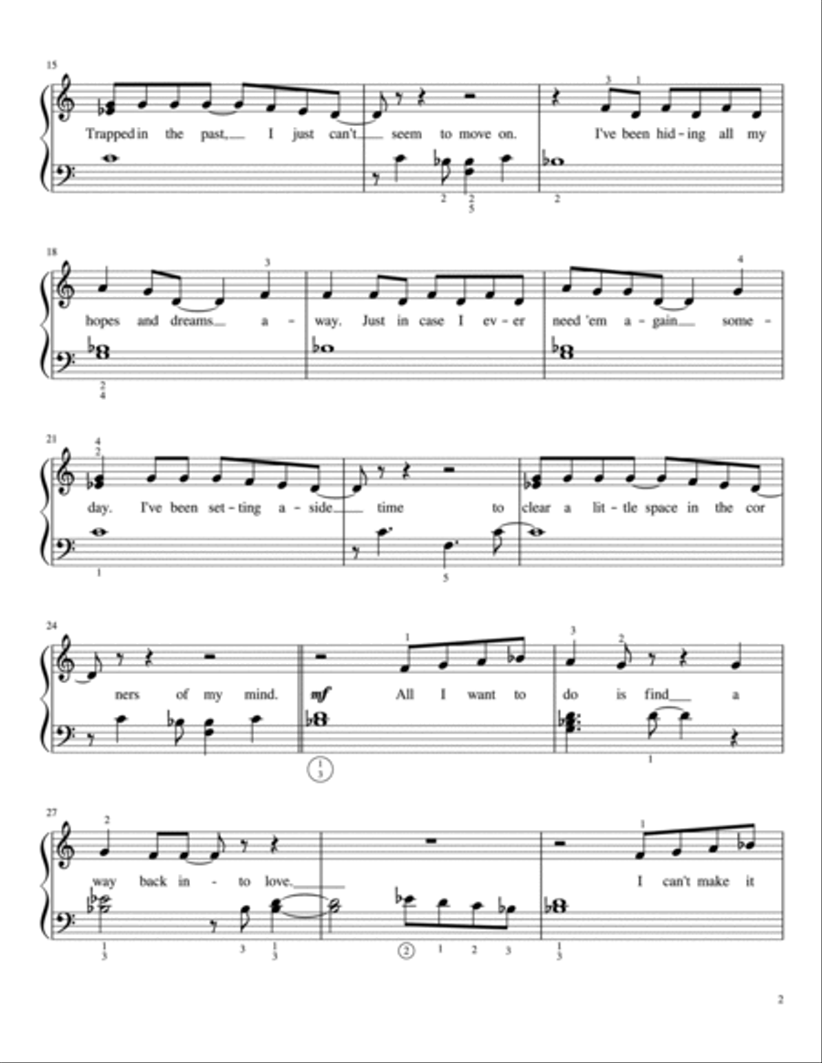 Way Back Into Love Easy Piano scores gallery preview page 2