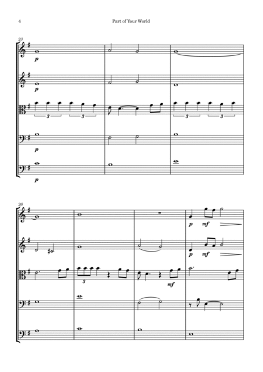 Part Of Your World String Orchestra scores gallery preview page 4