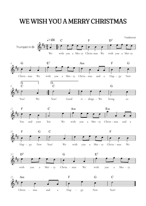 We Wish You a Merry Christmas for trumpet • easy Christmas sheet music with chords and lyrics