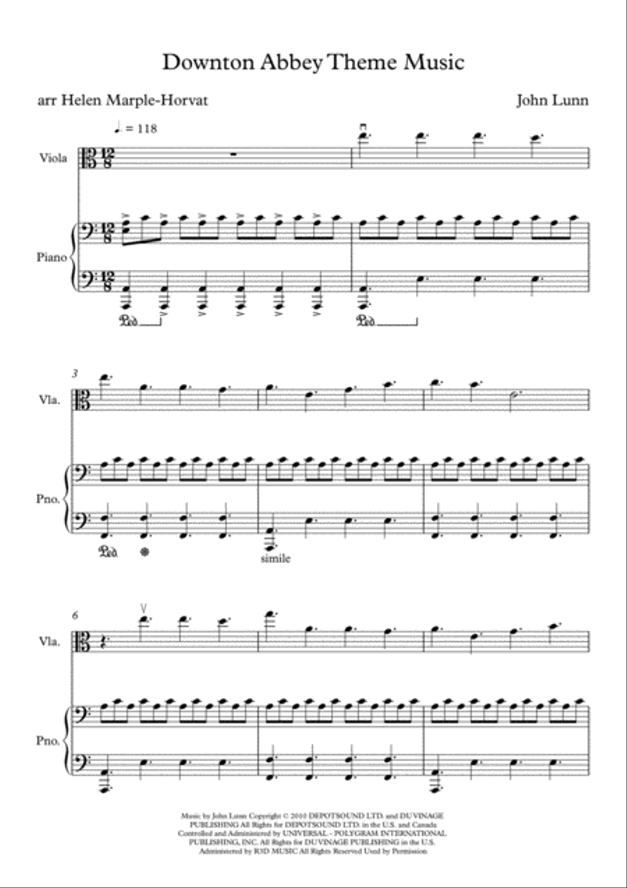 Downton Abbey (theme) String Quartet scores gallery preview page 5