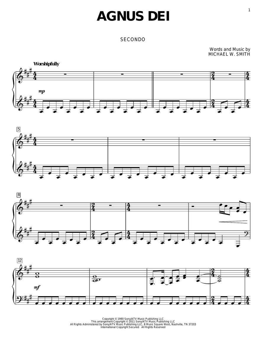 Agnus Dei Piano Duet scores gallery preview page 1
