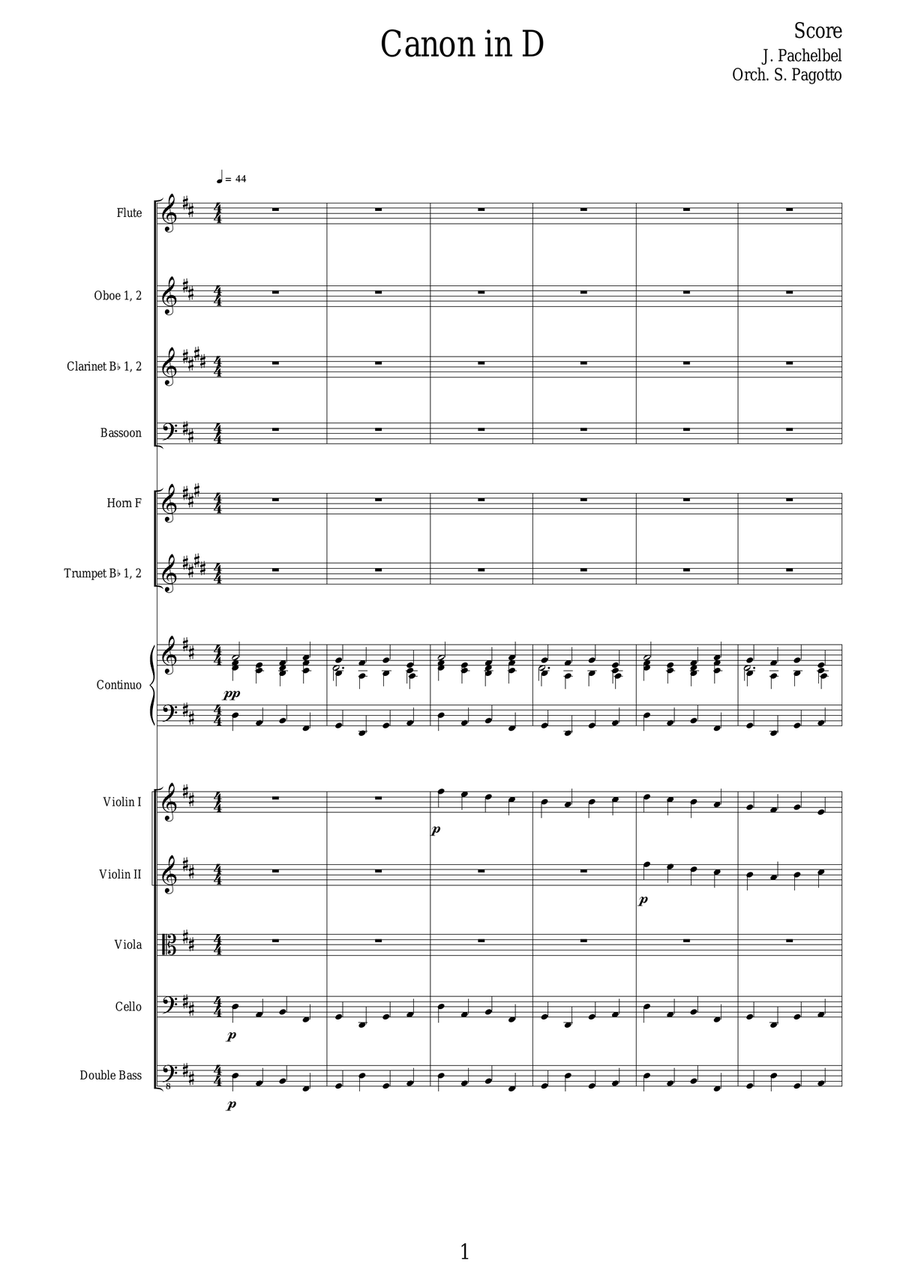 Canon in D - Full Orchestra version Chamber Orchestra scores gallery preview page 2