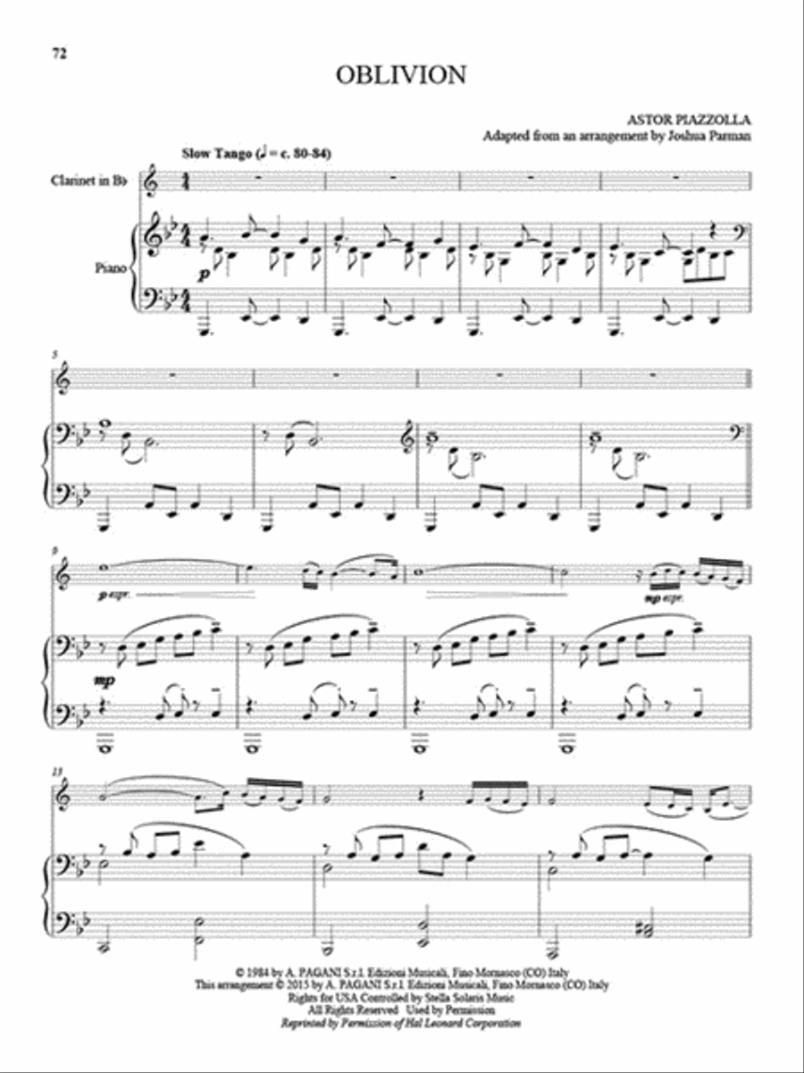 25 Piazzolla Tangos for Clarinet and Piano Clarinet Solo scores gallery preview page 4