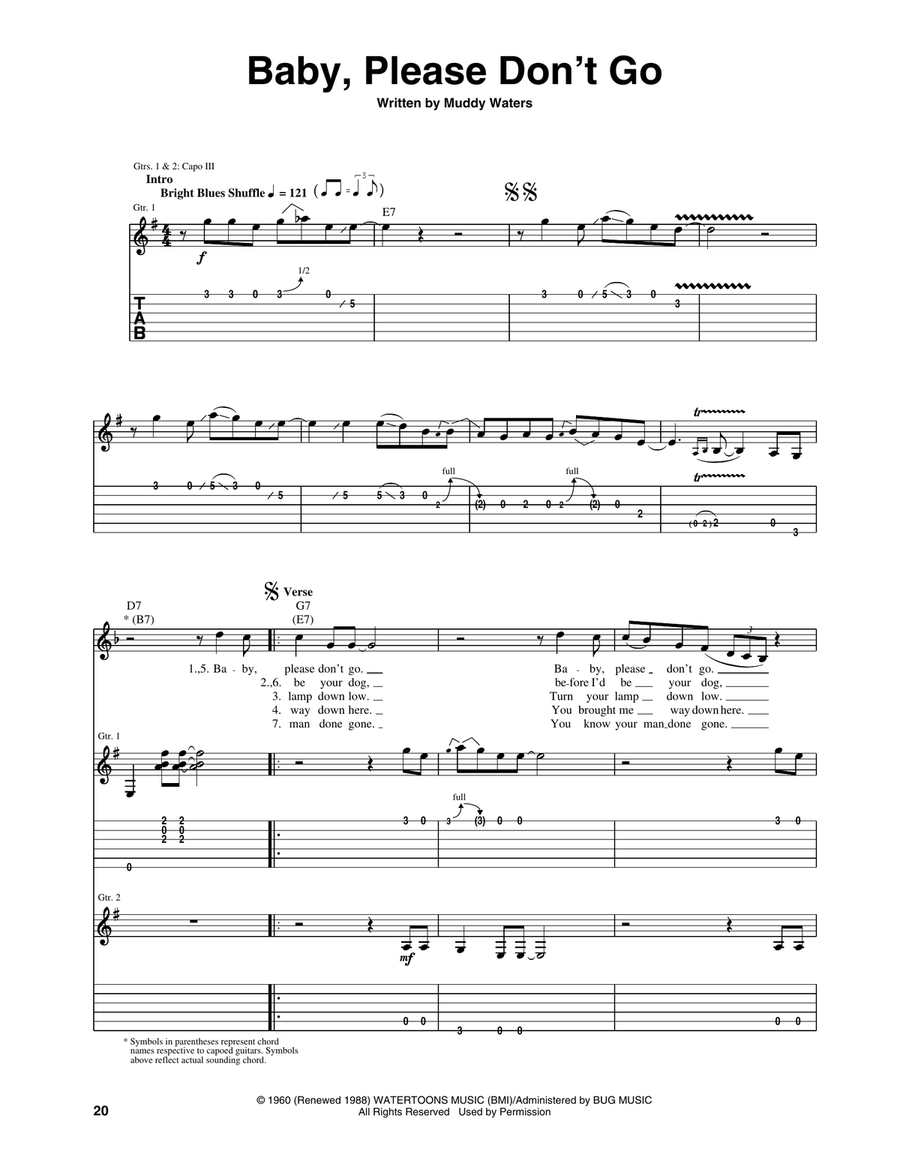 Baby, Please Don't Go Baby, Please Don't Go Acoustic Guitar scores gallery preview page 1