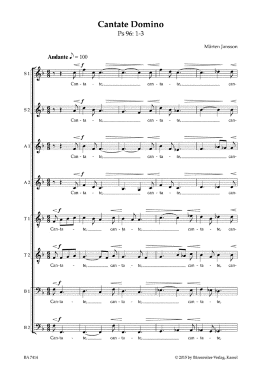 Cantate Domino SSAATTBB scores gallery preview page 2