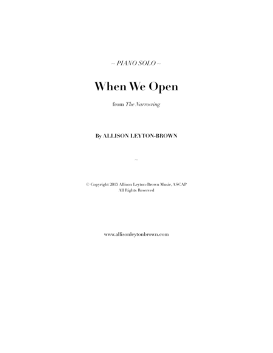 When We Open - Beautiful Piano Solo - by Allison Leyton-Brown Piano Solo scores gallery preview page 1