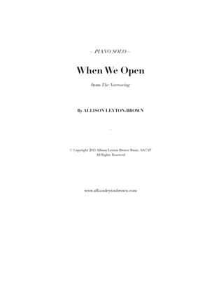 When We Open - Beautiful Piano Solo - by Allison Leyton-Brown