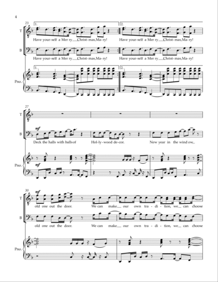 Merry Christmas Mary TTBB scores gallery preview page 5