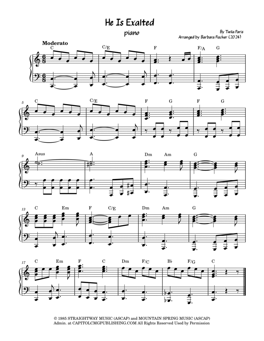 He Is Exalted He Is Exalted Piano Solo scores gallery preview page 1