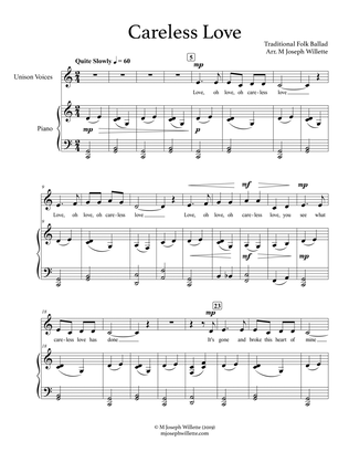 Careless Love - Unison Choir and Piano