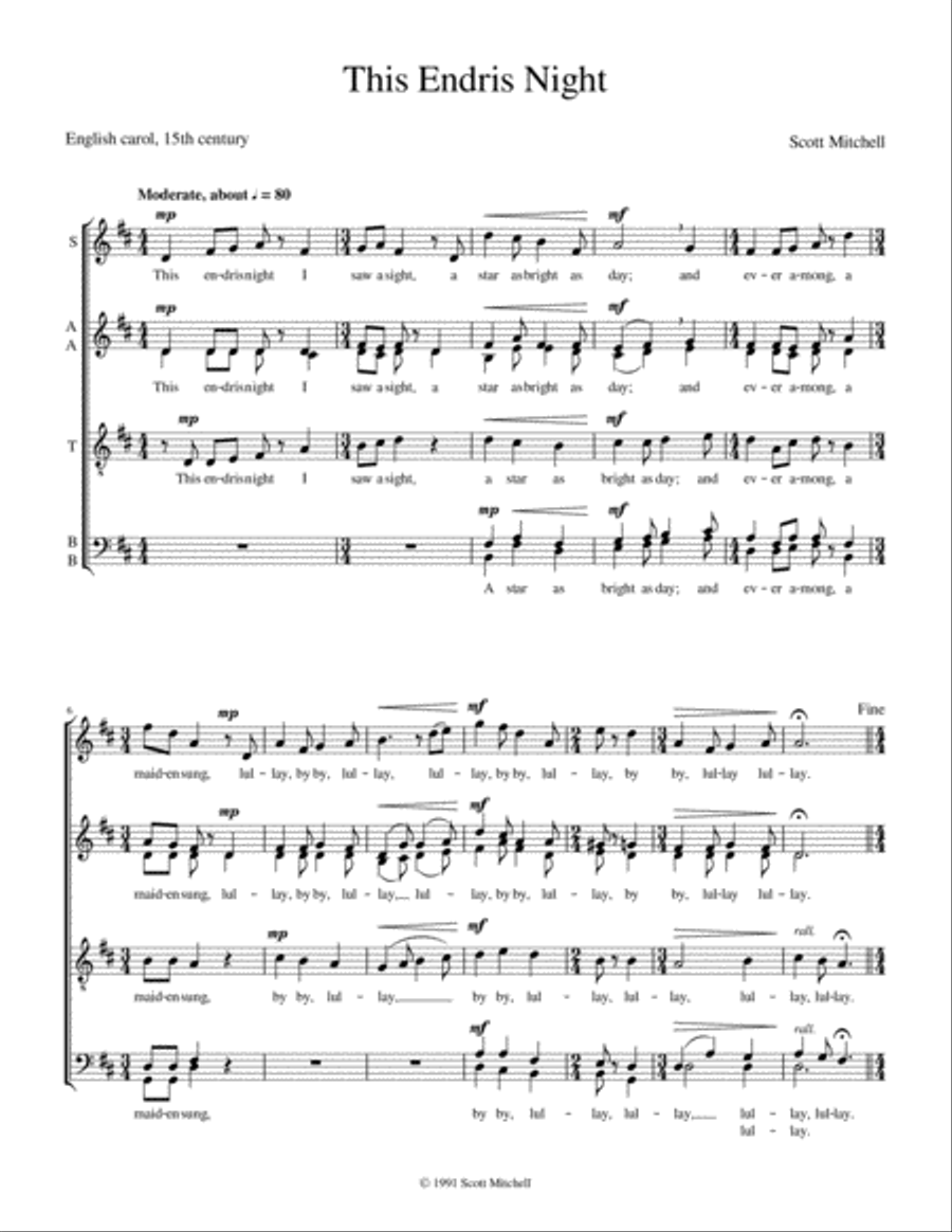 This Endris Night 4-Part scores gallery preview page 1