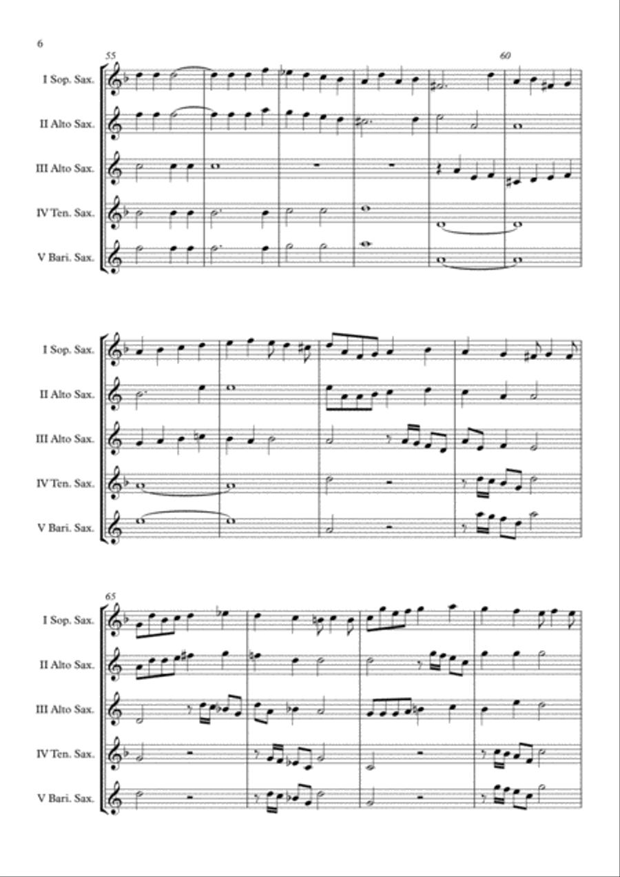Canzona per sonar No 1 Ch.186 (Giovanni Gabrieli) Saxophone Quintet arr. Adrian Wagner Saxophone Quintet scores gallery preview page 6