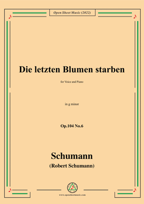 Book cover for Schumann-Die letzten Blumen starben,Op.104 No.6,in g minor,for Voice and Piano