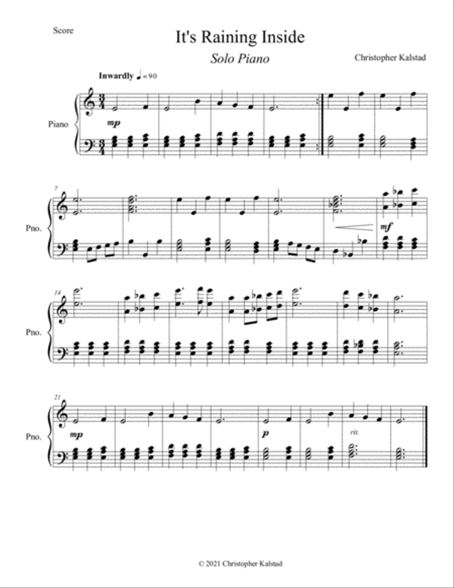 It's Raining Inside (Solo Piano)