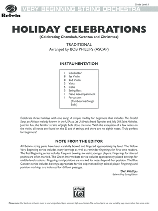 Holiday Celebrations (Celebrating Chanukah, Kwanzaa and Christmas): Score