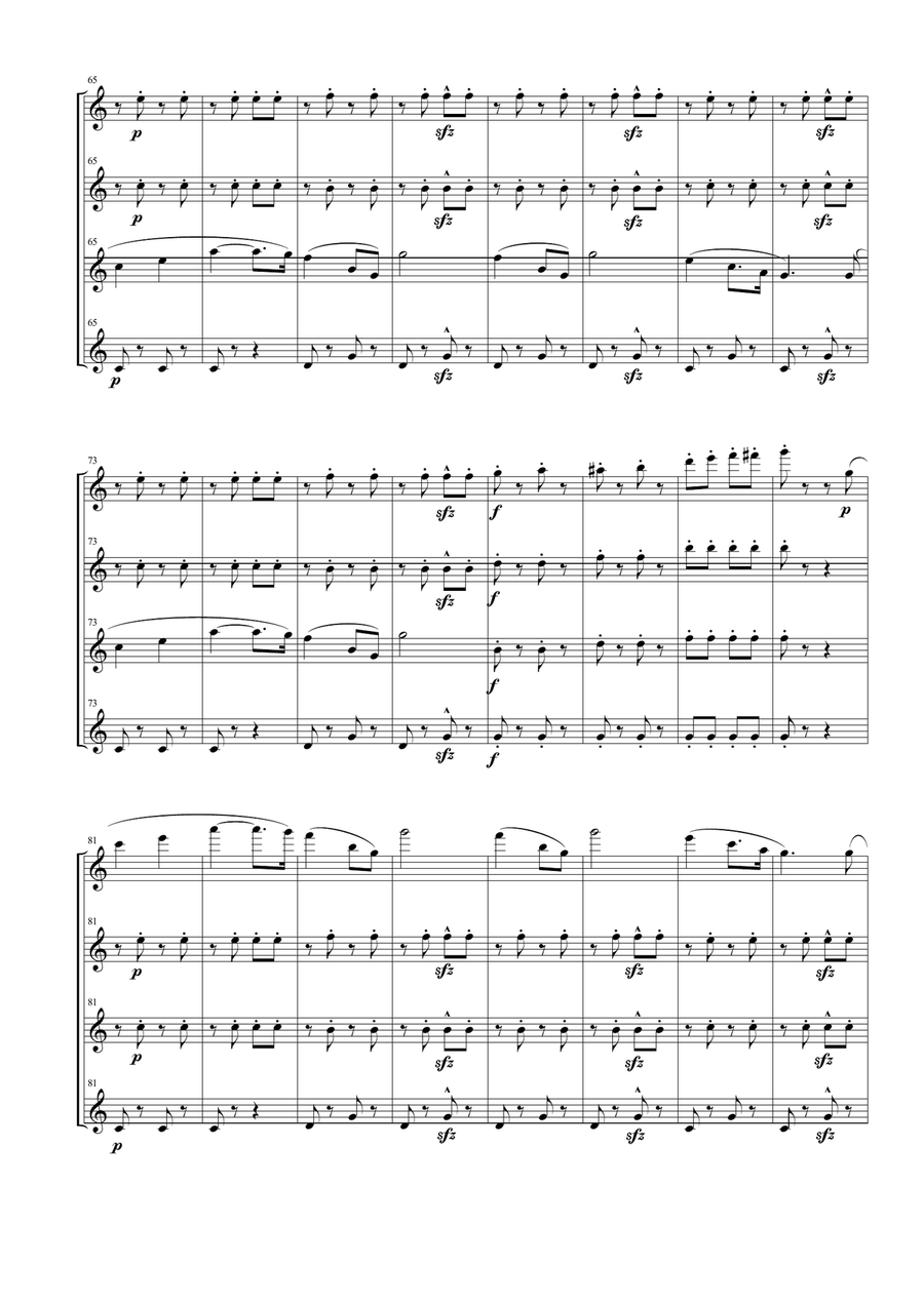 Thunder and Lightning for Flute Quartet Flute Quartet scores gallery preview page 6