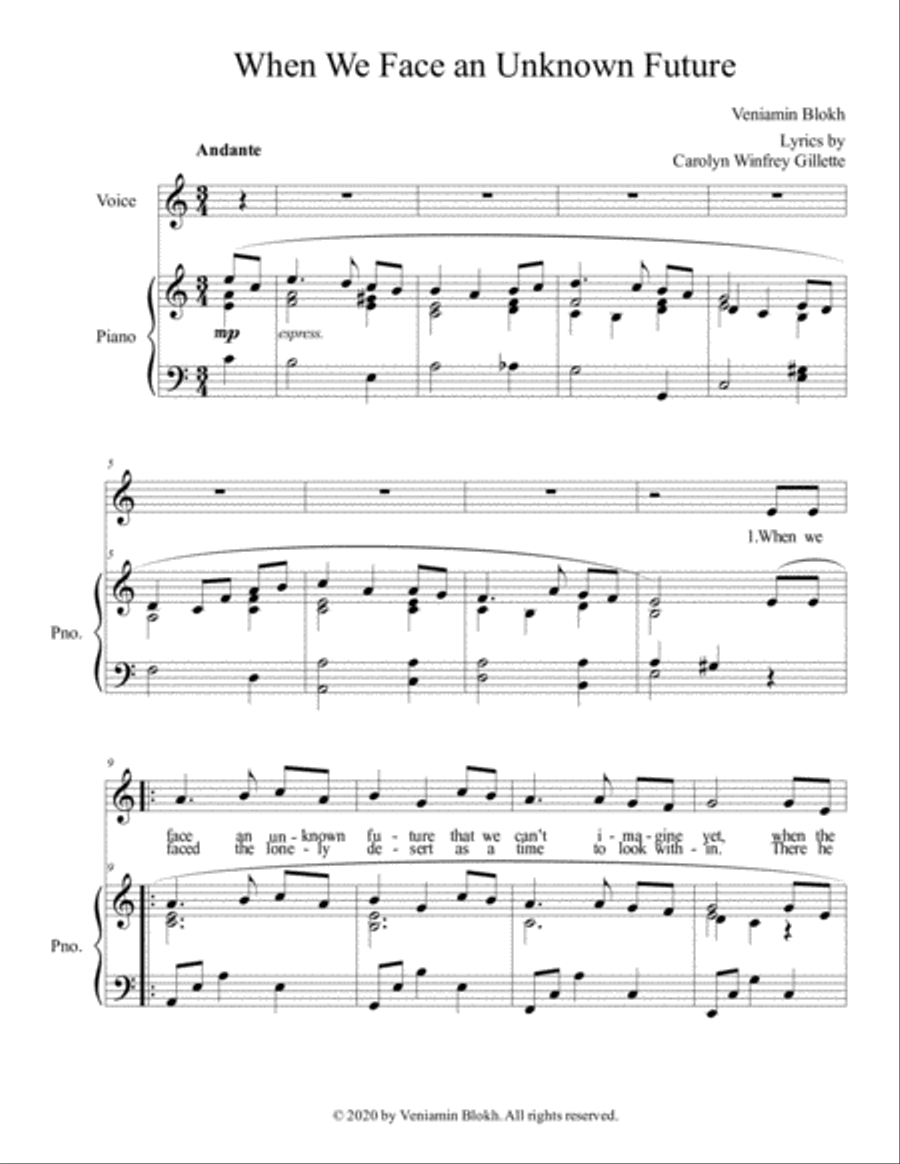 When We Face An Unknown Future SA scores gallery preview page 1