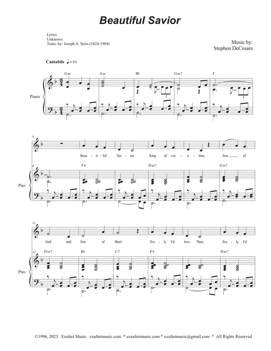 Beautiful Savior (Unison choir)