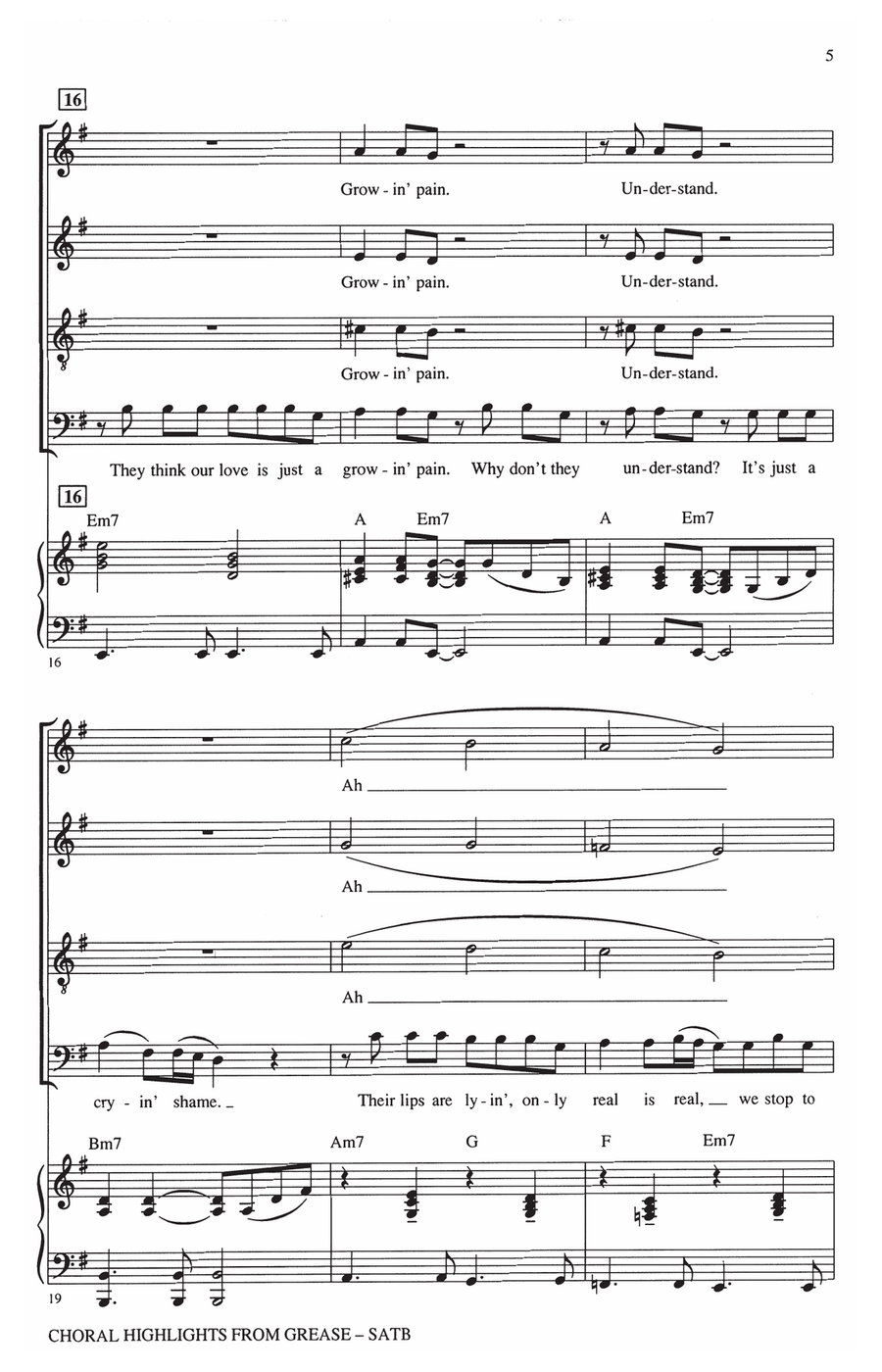 Choral Highlights from Grease 4-Part scores gallery preview page 4